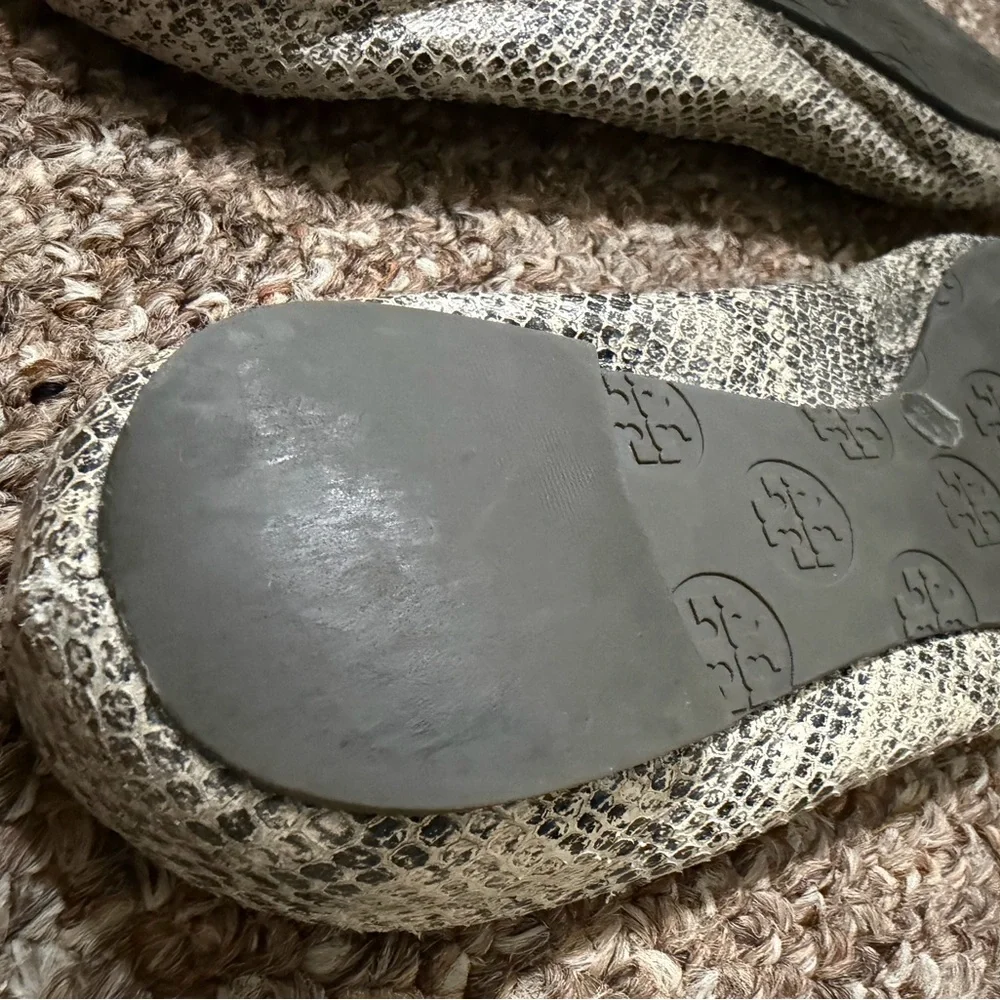 Tory Burch Snake-Print Reva Ballet Flats Neutral Beige Size 8M